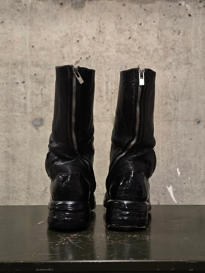 Carol Christian Poell 'AM/2687PR BIUS-PTC/010' Object-dyed Bison Leather Titanium Prosthetic Tornado Zip Drip Boots