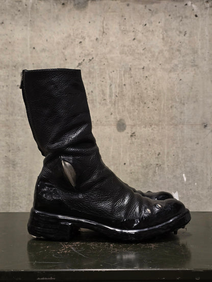 Carol Christian Poell 'AM/2687PR BIUS-PTC/010' Object-dyed Bison Leather Titanium Prosthetic Tornado Zip Drip Boots