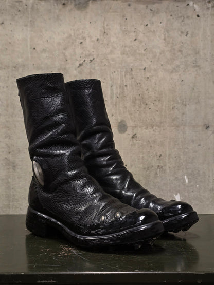 Carol Christian Poell 'AM/2687PR BIUS-PTC/010' Object-dyed Bison Leather Titanium Prosthetic Tornado Zip Drip Boots
