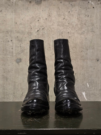 Carol Christian Poell 'AM/2687PR BIUS-PTC/010' Object-dyed Bison Leather Titanium Prosthetic Tornado Zip Drip Boots