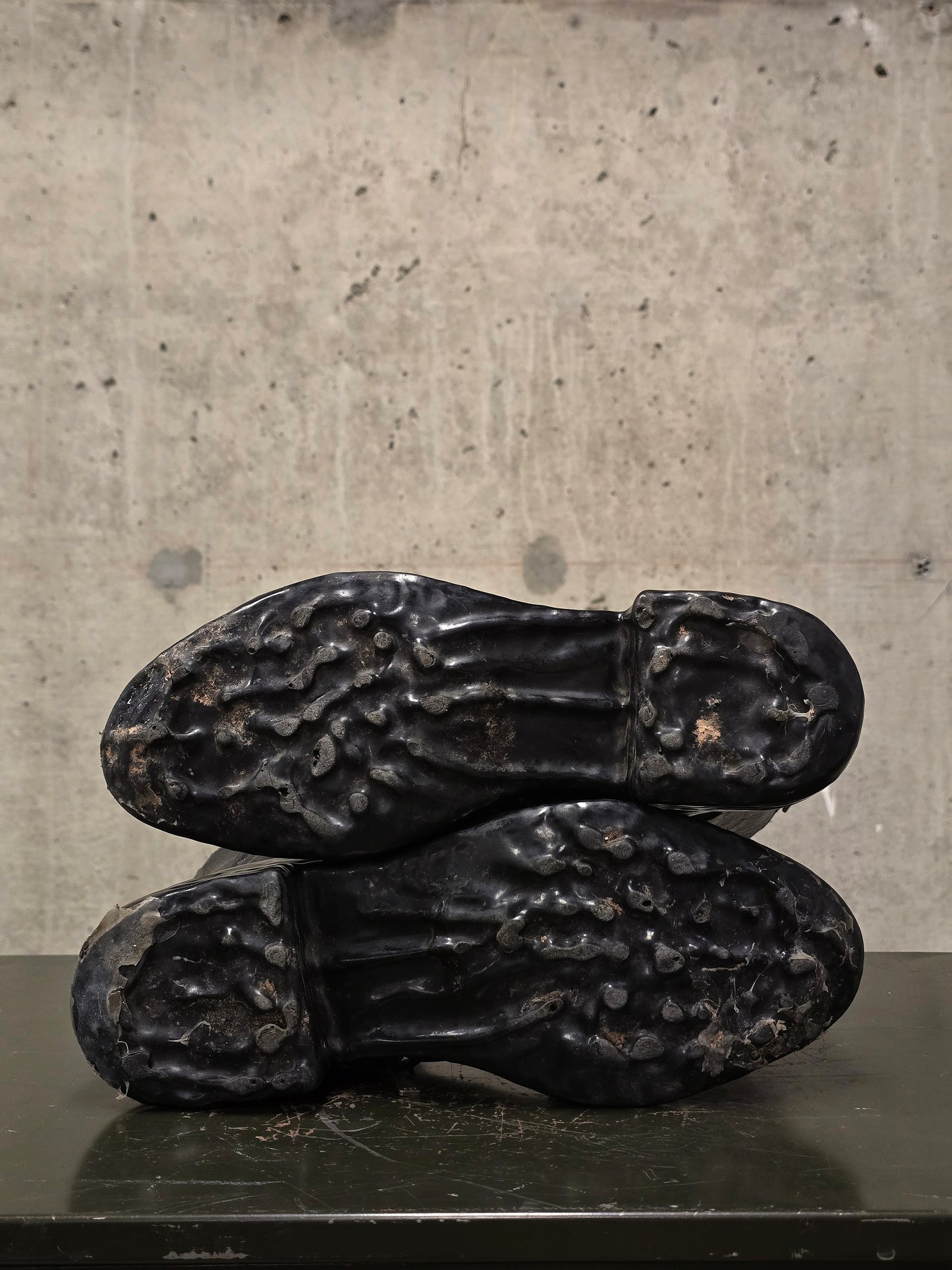 Carol Christian Poell 'AM/2687PR BIUS-PTC/010' Object-dyed Bison Leather Titanium Prosthetic Tornado Zip Drip Boots
