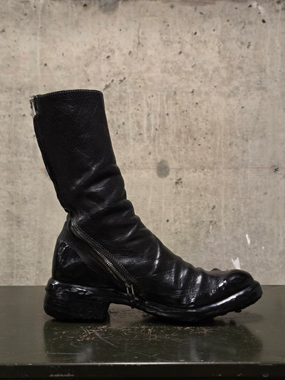 Carol Christian Poell 'AM/2687PR BIUS-PTC/010' Object-dyed Bison Leather Titanium Prosthetic Tornado Zip Drip Boots
