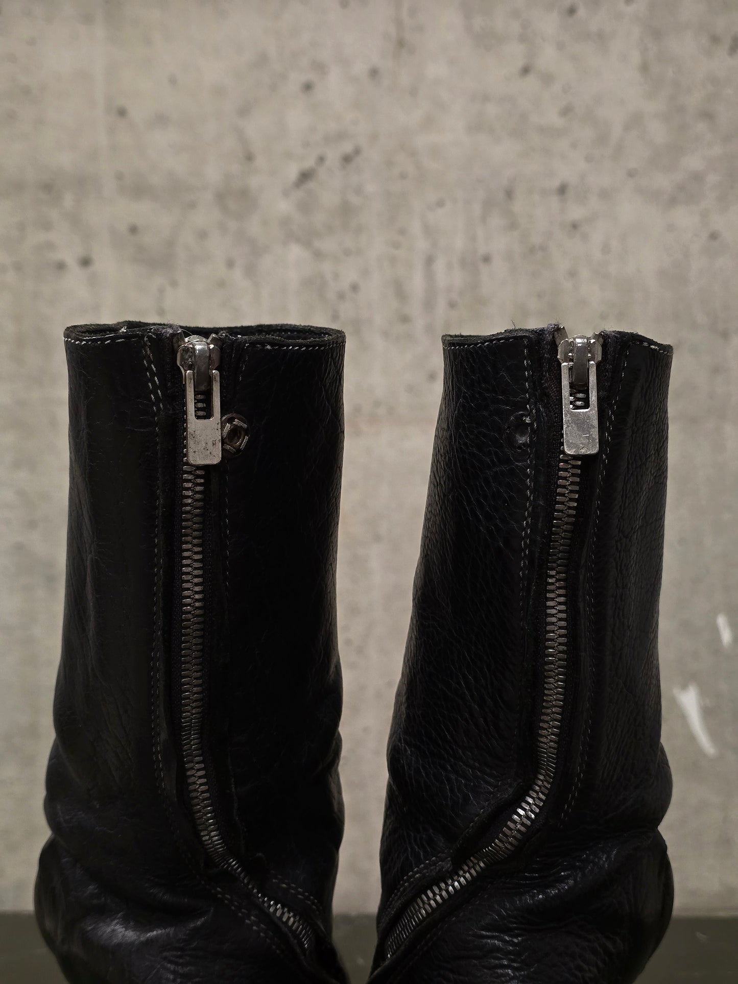 Carol Christian Poell 'AM/2687PR BIUS-PTC/010' Object-dyed Bison Leather Titanium Prosthetic Tornado Zip Drip Boots