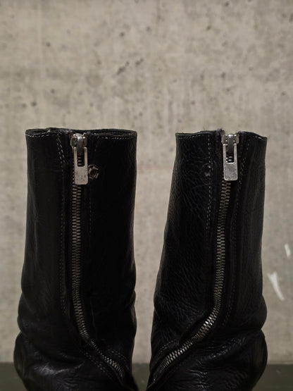 Carol Christian Poell 'AM/2687PR BIUS-PTC/010' Object-dyed Bison Leather Titanium Prosthetic Tornado Zip Drip Boots