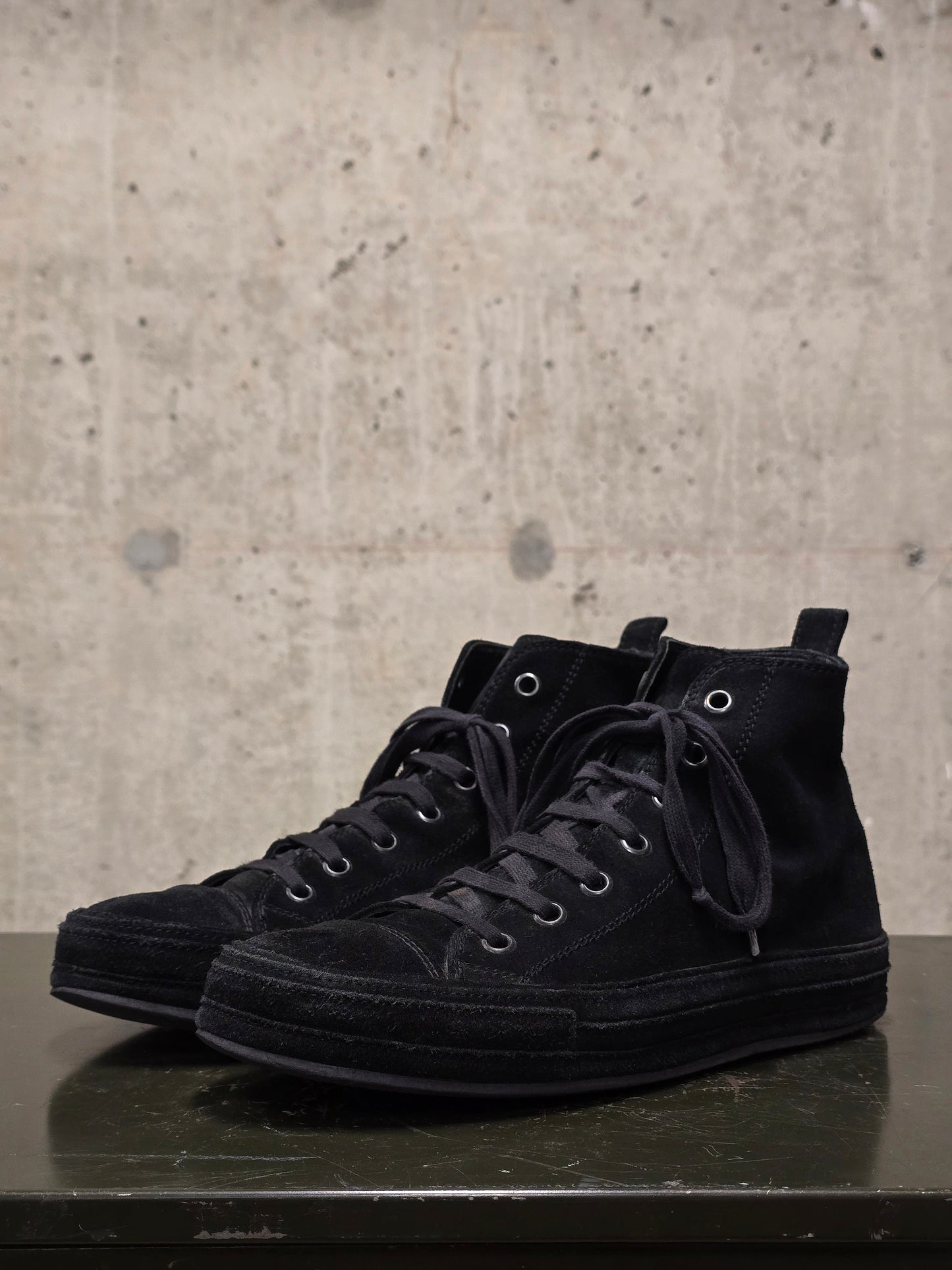 Ann Demeulemeester 2010s Black Calf Suede Scamosciato High-top Sneakers