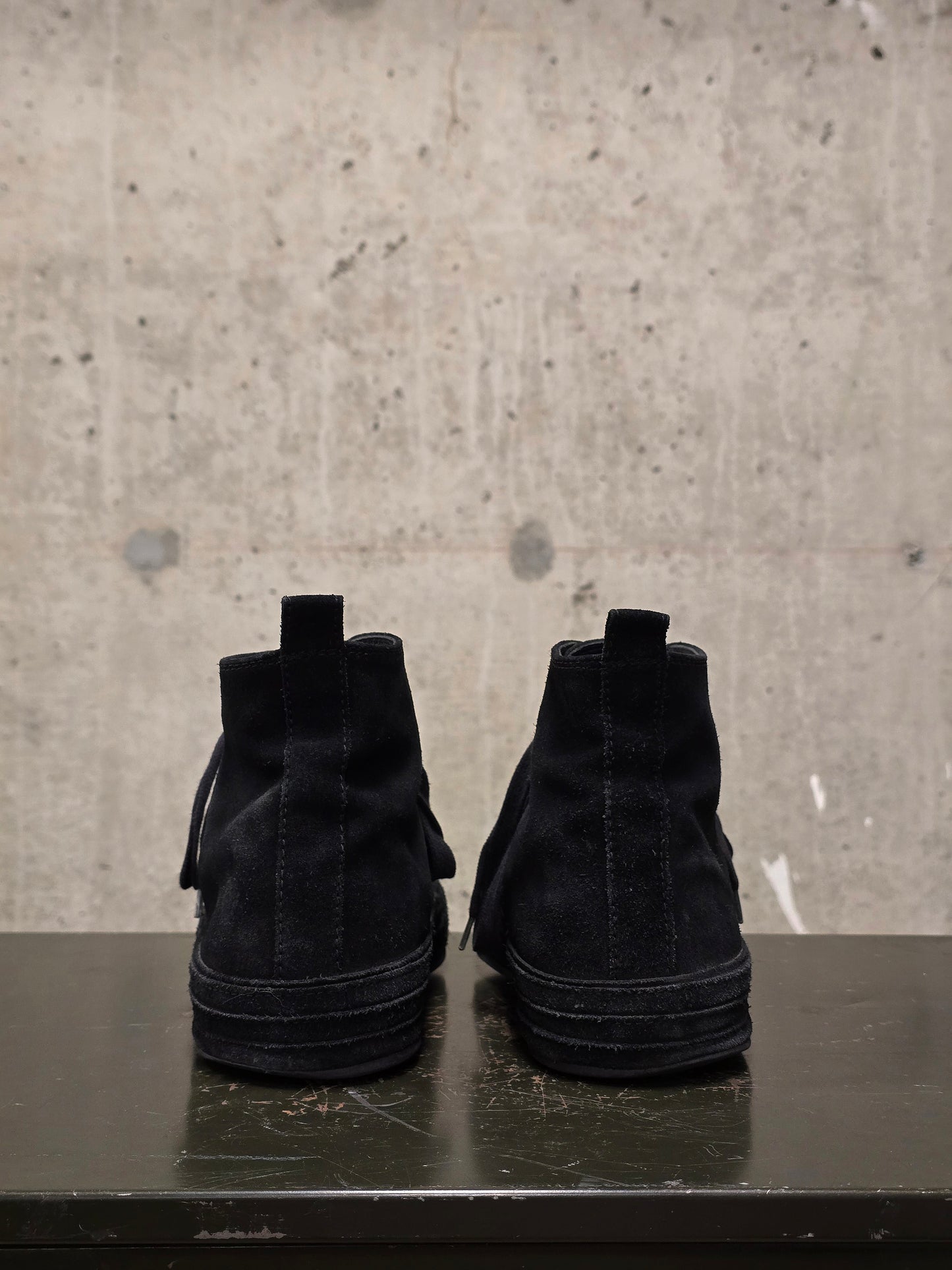 Ann Demeulemeester 2010s Black Calf Suede Scamosciato High-top Sneakers