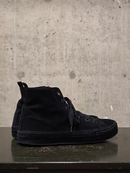 Ann Demeulemeester 2010s Black Calf Suede Scamosciato High-top Sneakers