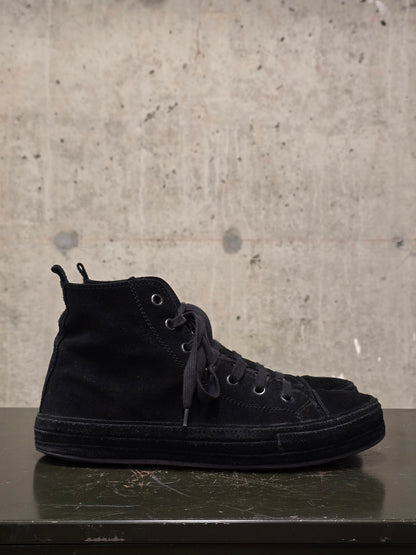 Ann Demeulemeester 2010s Black Calf Suede Scamosciato High-top Sneakers