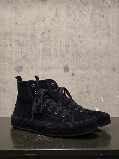 Ann Demeulemeester 2010s Black Calf Suede Scamosciato High-top Sneakers