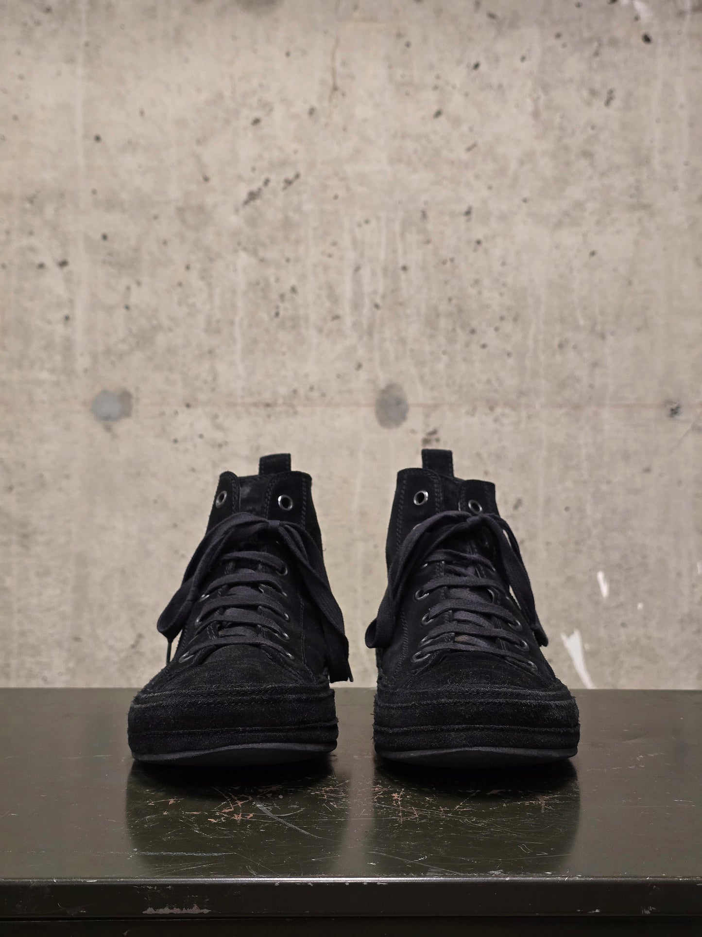 Ann Demeulemeester 2010s Black Calf Suede Scamosciato High-top Sneakers