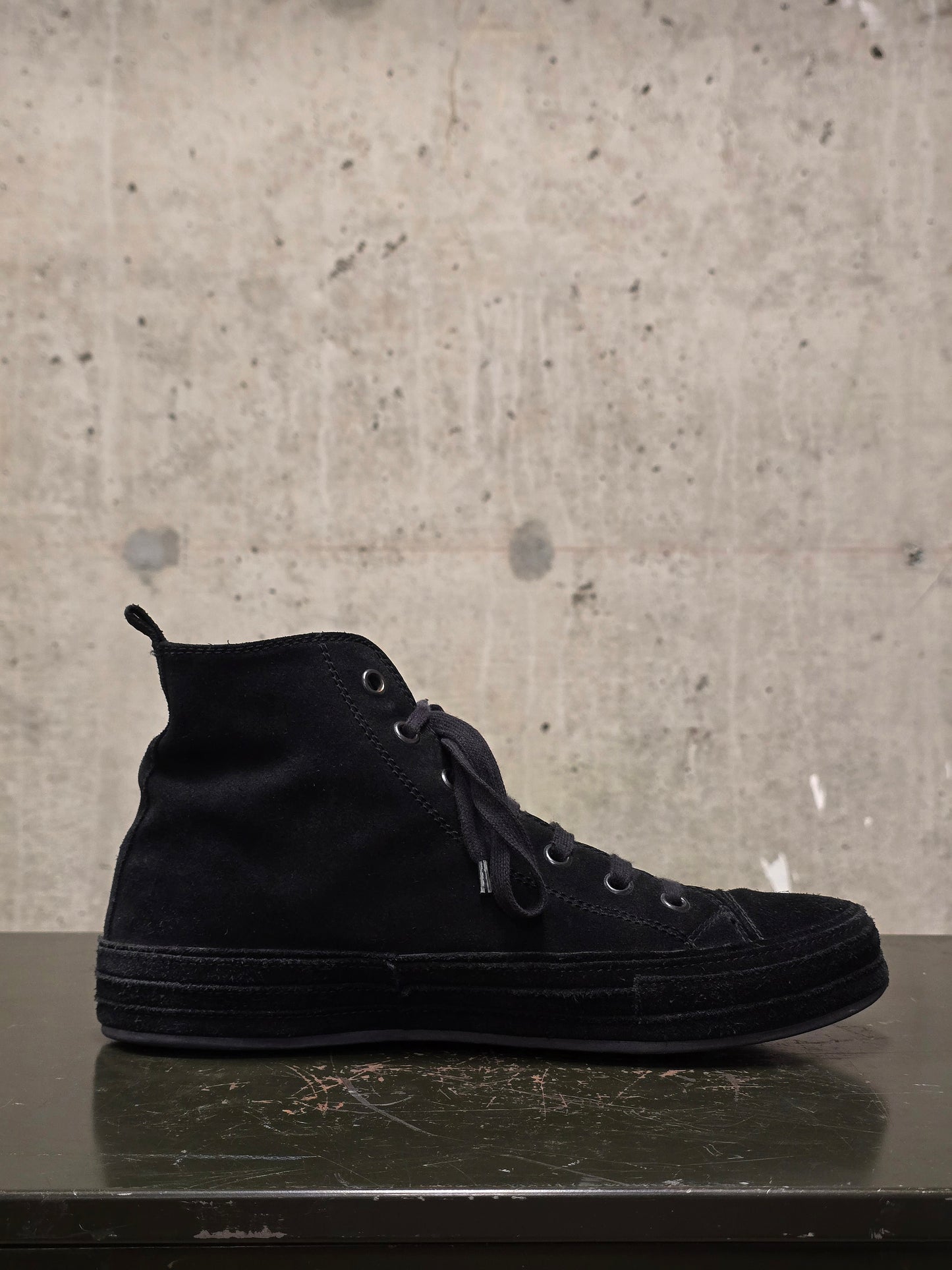 Ann Demeulemeester 2010s Black Calf Suede Scamosciato High-top Sneakers