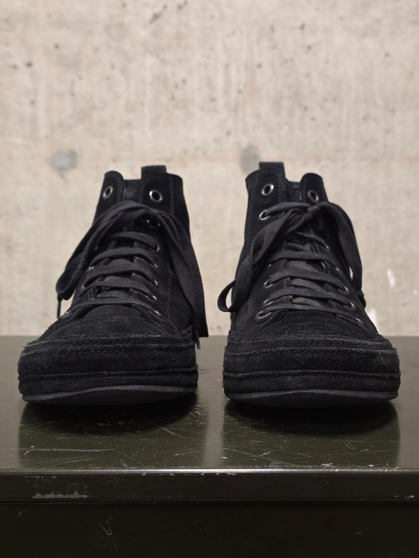 Ann Demeulemeester 2010s Black Calf Suede Scamosciato High-top Sneakers