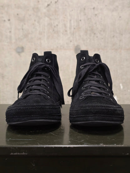 Ann Demeulemeester 2010s Black Calf Suede Scamosciato High-top Sneakers
