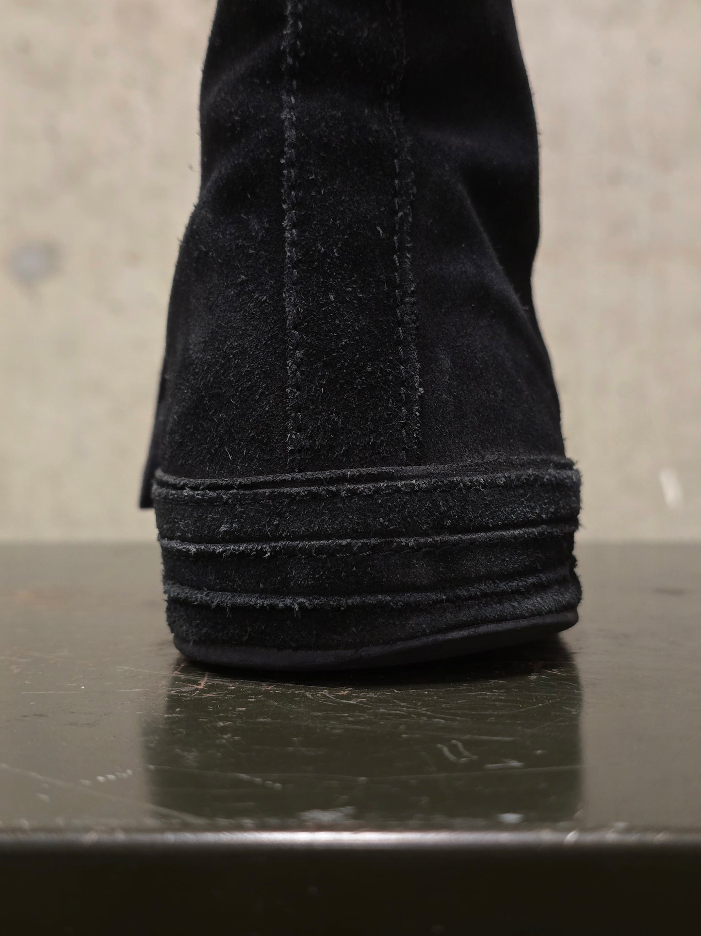 Ann Demeulemeester 2010s Black Calf Suede Scamosciato High-top Sneakers