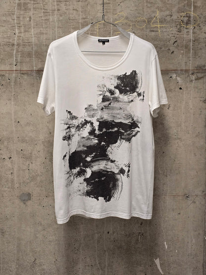 Ann Demeulemeester SS20 Off-White 'Elmer' Black Brush Stroke Graphic T-Shirt