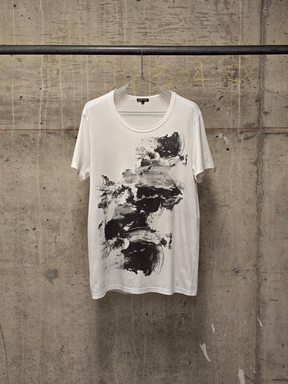 Ann Demeulemeester SS20 Off-White 'Elmer' Black Brush Stroke Graphic T-Shirt