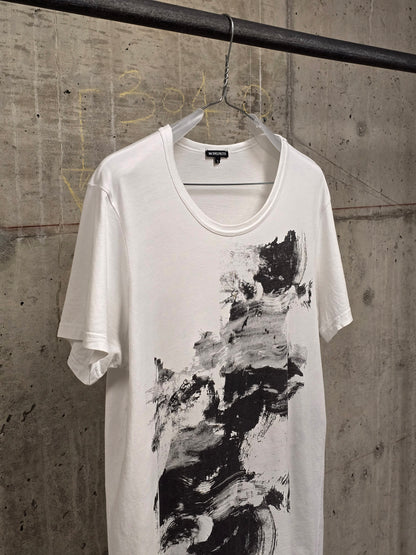 Ann Demeulemeester SS20 Off-White 'Elmer' Black Brush Stroke Graphic T-Shirt