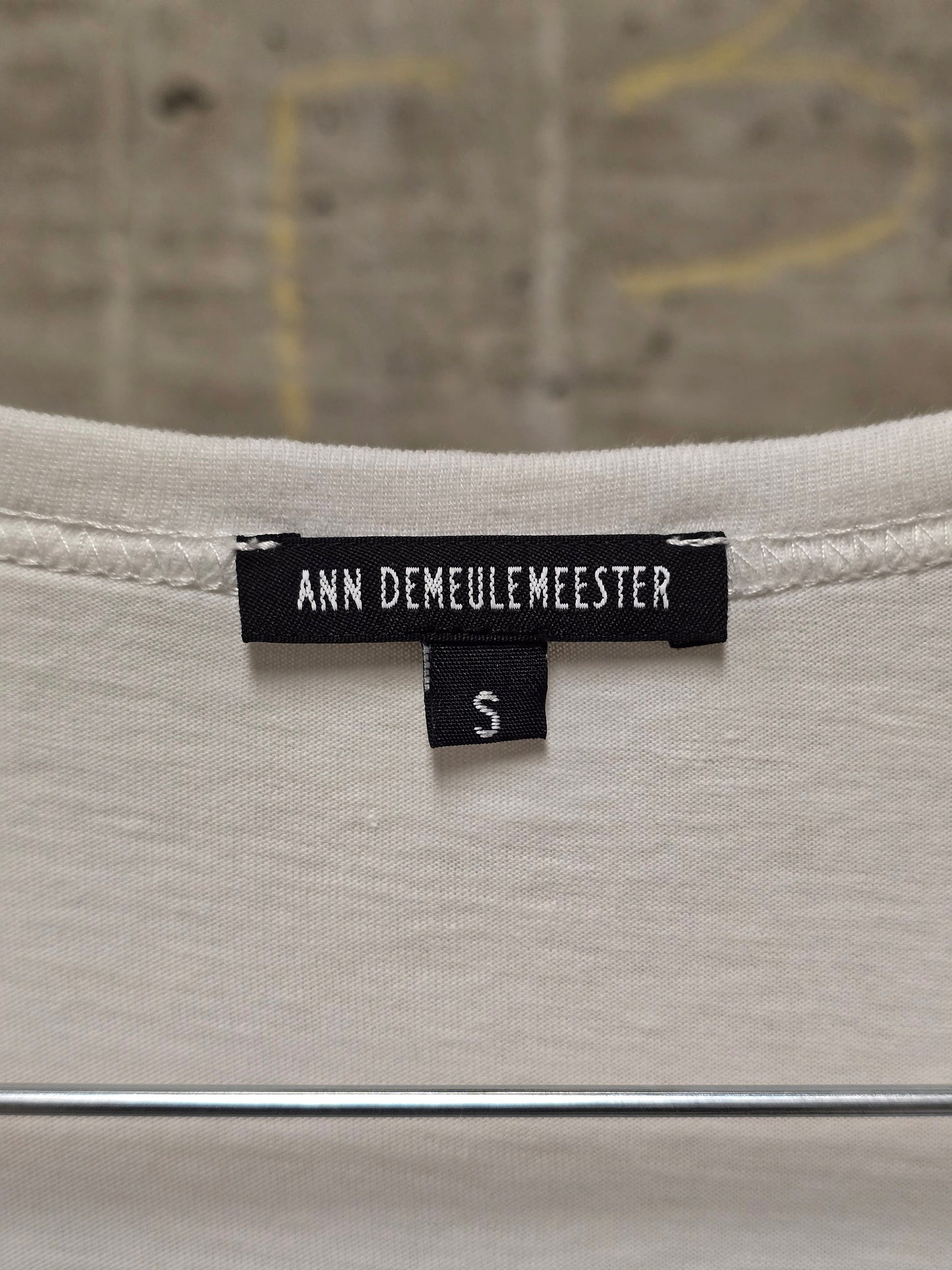 Ann Demeulemeester SS20 Off-White 'Elmer' Black Brush Stroke Graphic T-Shirt