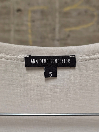 Ann Demeulemeester SS20 Off-White 'Elmer' Black Brush Stroke Graphic T-Shirt