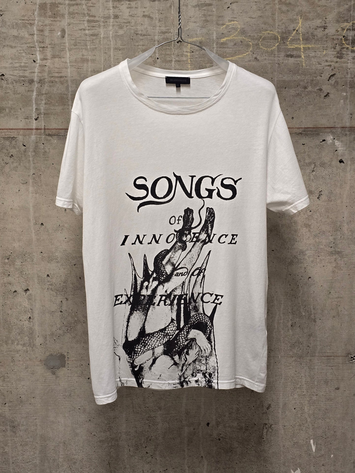 Ann Demeulemeester AW18 Lucian White 'Fallen Angel' Black Print Graphic T-Shirt