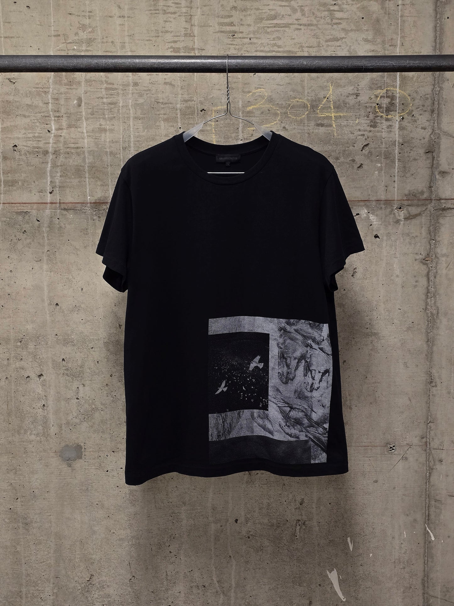 Ann Demeulemeester AW20 Washed Black 'Nature' Print Graphic T-Shirt