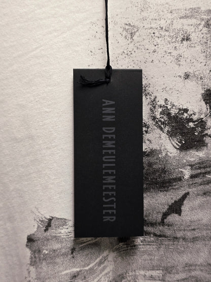 Ann Demeulemeester SS20 Off-White 'Elmer' Black Brush Stroke Graphic T-Shirt