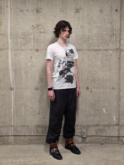 Ann Demeulemeester SS20 Off-White 'Elmer' Black Brush Stroke Graphic T-Shirt