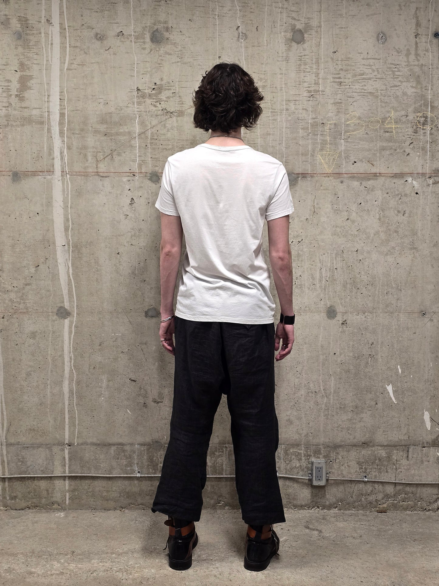 Ann Demeulemeester SS20 Off-White 'Elmer' Black Brush Stroke Graphic T-Shirt