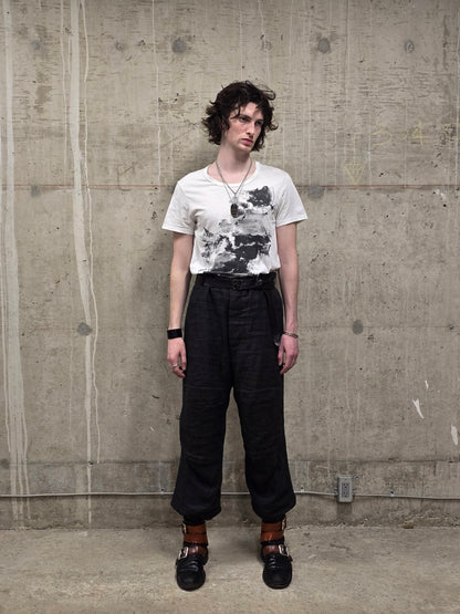 Ann Demeulemeester SS20 Off-White 'Elmer' Black Brush Stroke Graphic T-Shirt
