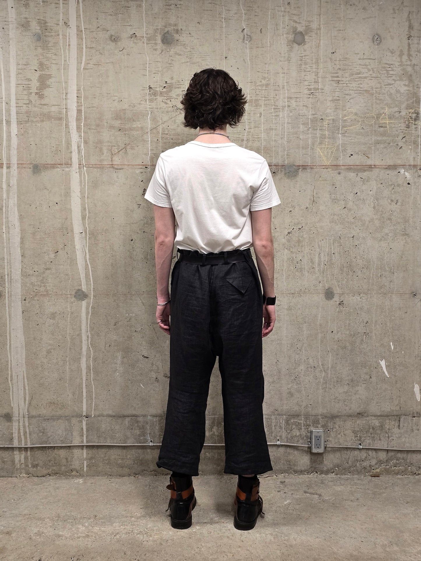 Ann Demeulemeester SS20 Off-White 'Elmer' Black Brush Stroke Graphic T-Shirt