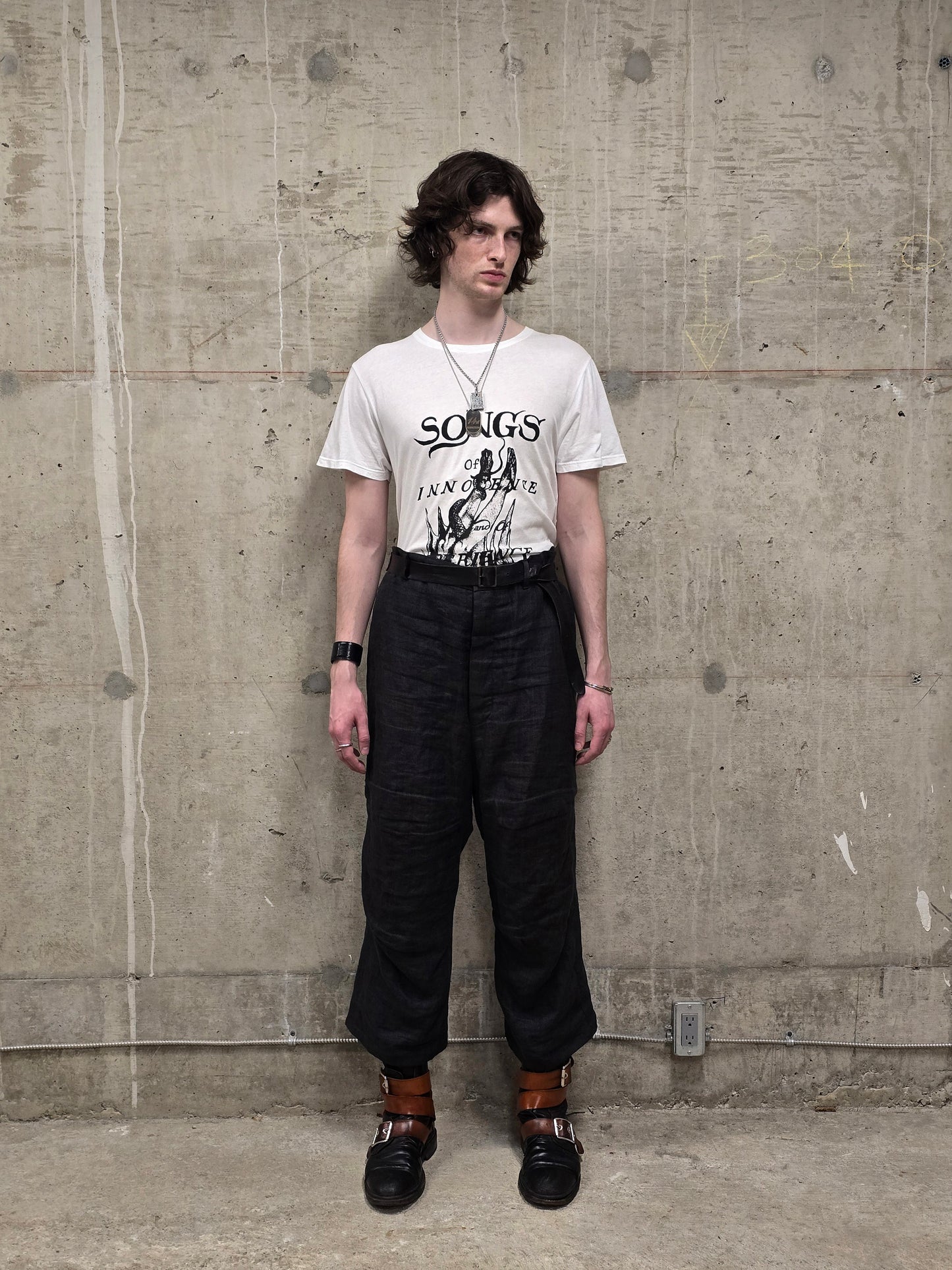 Ann Demeulemeester AW18 Lucian White 'Fallen Angel' Black Print Graphic T-Shirt