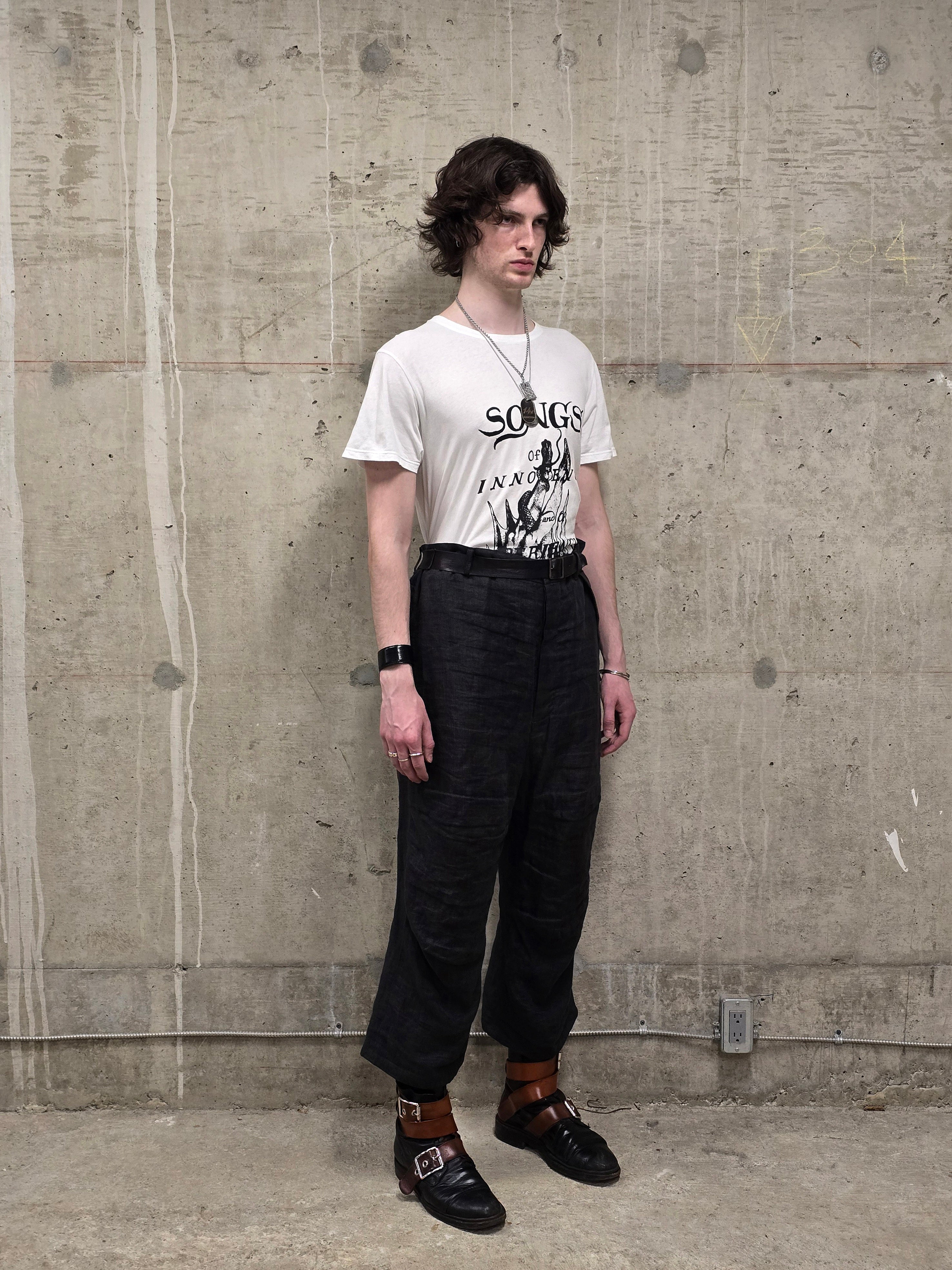 Ann Demeulemeester AW18 Black Print Graphic T-Shirt | DRIEW