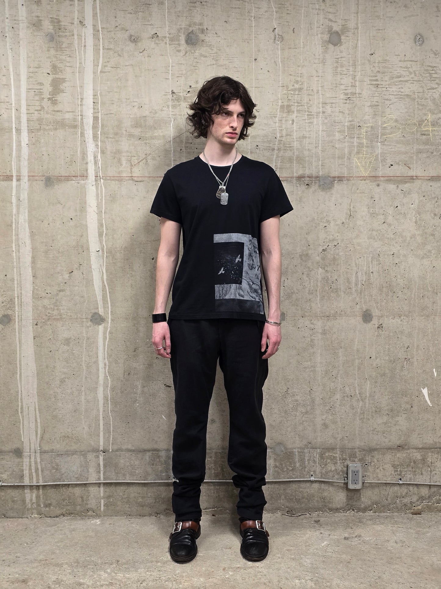 Ann Demeulemeester AW20 Washed Black 'Nature' Print Graphic T-Shirt