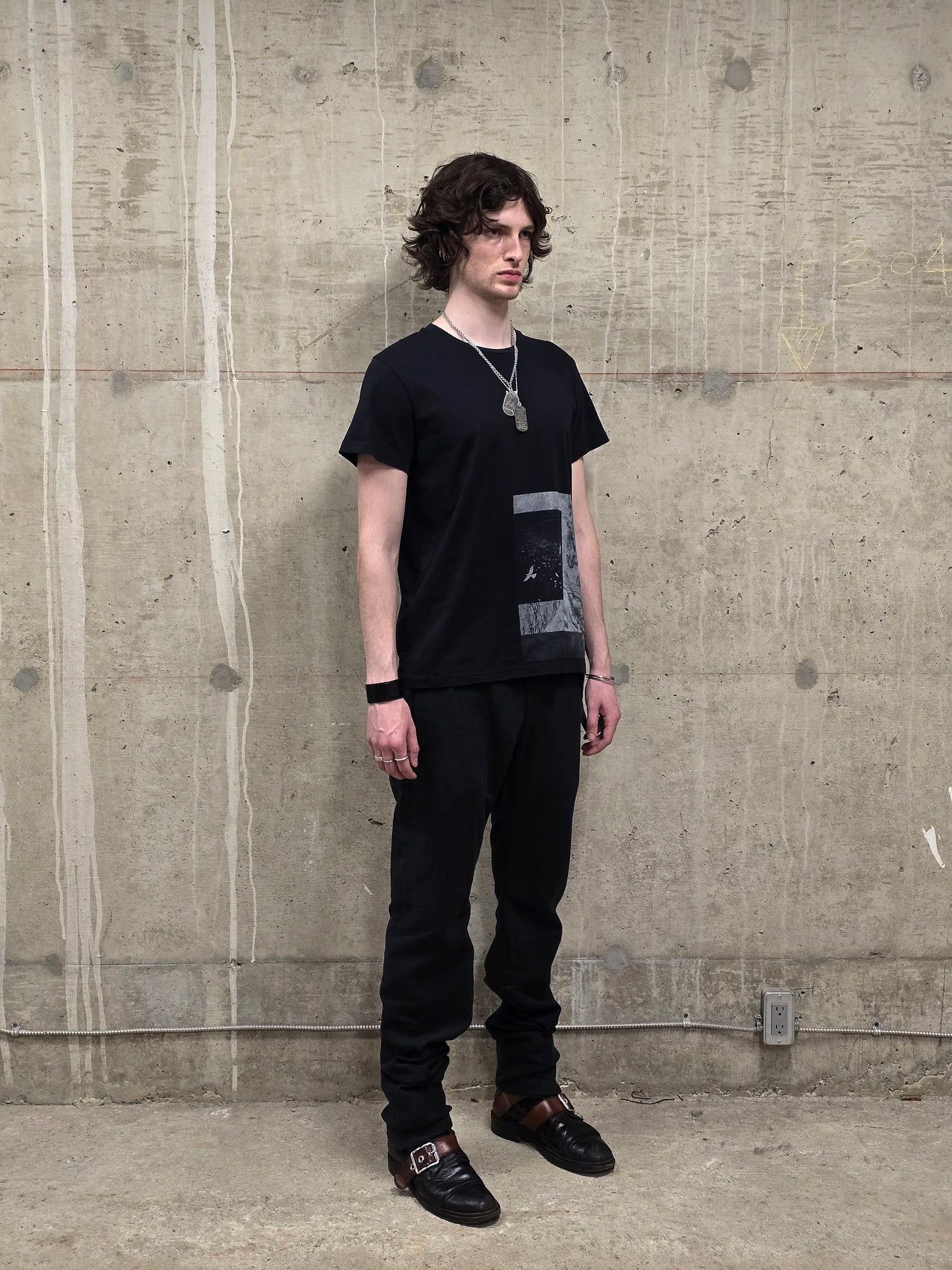 Ann Demeulemeester AW20 Washed Black 'Nature' Print Graphic T-Shirt