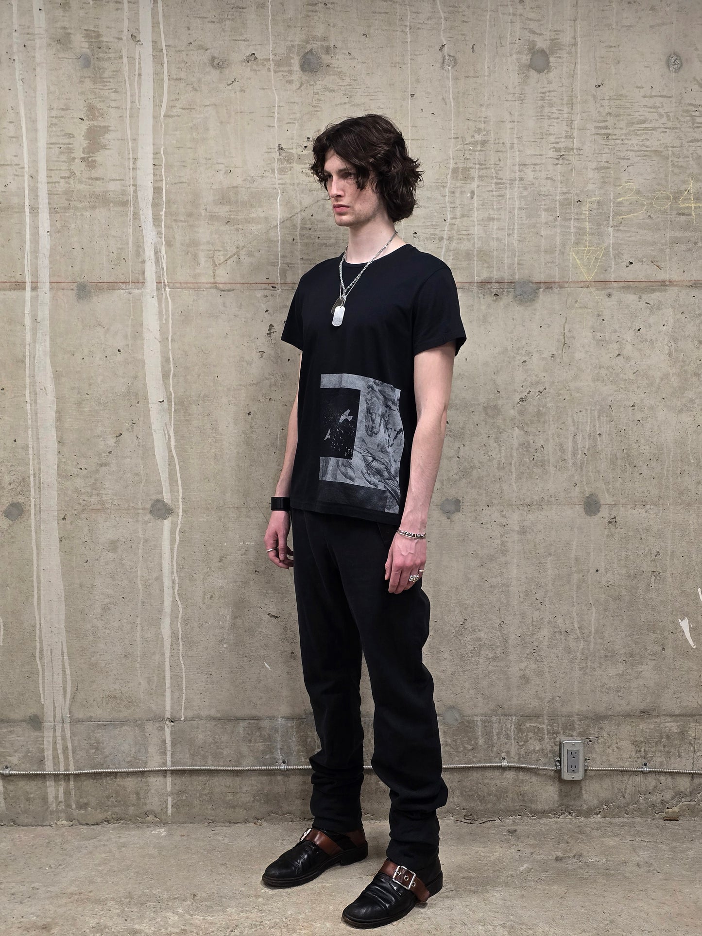 Ann Demeulemeester AW20 Washed Black 'Nature' Print Graphic T-Shirt
