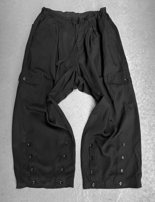 Yohji Yamamoto POUR HOMME SS20 Pleated Drop-crotch Button Hem Cargo Pants