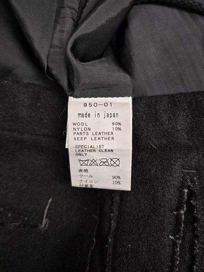 Isamu Katayama "BACKLASH" Blistered Sheepskin Trim Wool Bootcut Pants detail | DRIEW GARMENTS