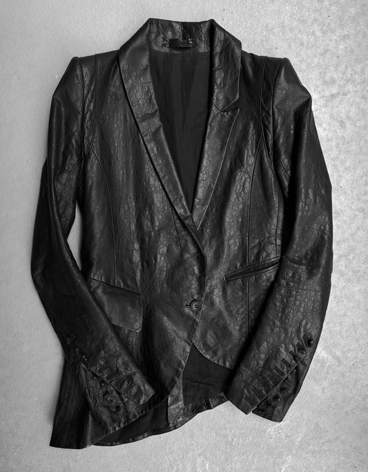 IfSixWasNine Post-2010 ‘NO. Black Jaguar / JK’ Reptile Calfskin Leather Blazer
