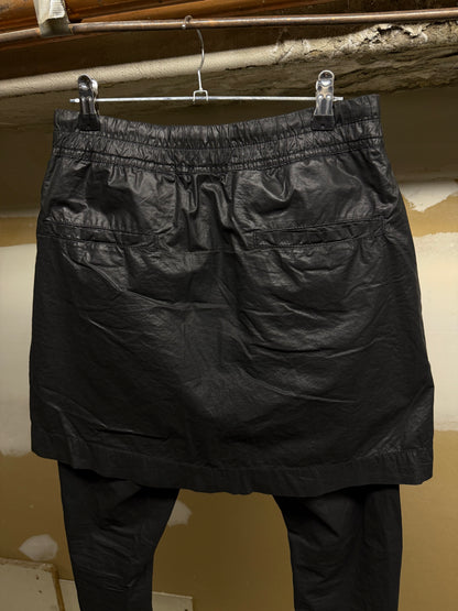 Rick Owens DRKSHDW SS08 "CREATCH" Waxed Gladiator Kilt Layer Pants detail | DRIEW GARMENTS