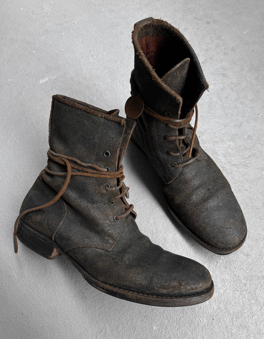 Carpe Diem Early 00s Distressed Horse Leather ‘S23M’ Lace-up Boots