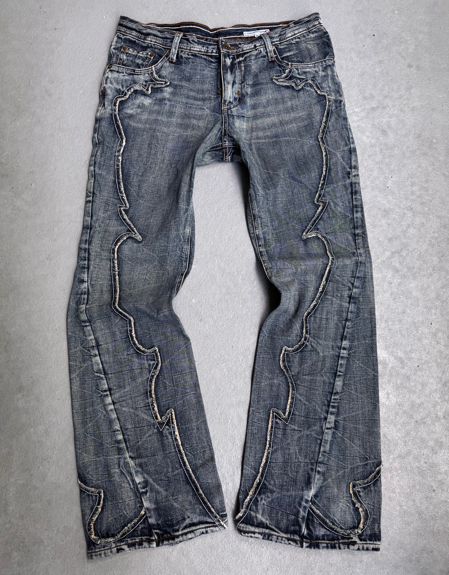 SemanticDesign Early 00s Slashed Bootcut Flare Denim