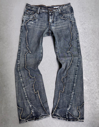 SemanticDesign Early 00s Slashed Bootcut Flare Denim