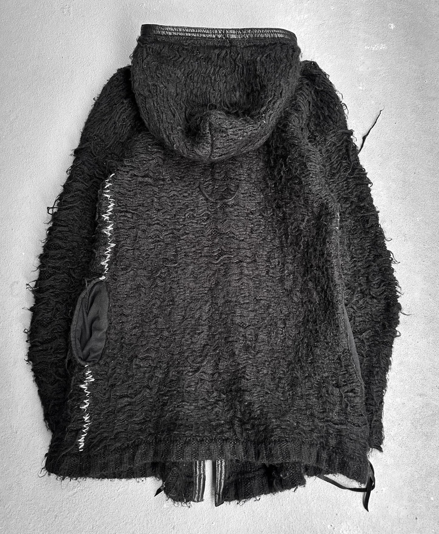 KMRii Early 00s Goatskin Trimmed ‘Distressed’ Mohair Hoodie