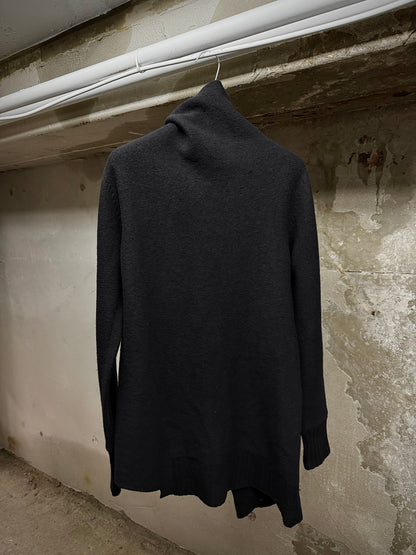 MD75 Asymmetric Funnel Neck Zip Up Wool Knit Sweater detail | DRIEW GARMENTS