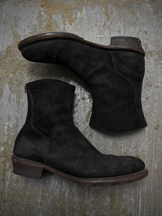 JULIUS _7 SS10-11 “neurbanvolker;” Reverse Cow Leather Back Zip Boots | Archive Fashion Toronto