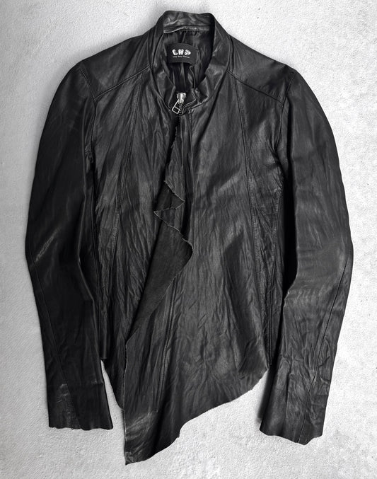 L.H.P Early 00s Distressed Raw Hem Leather Jacket