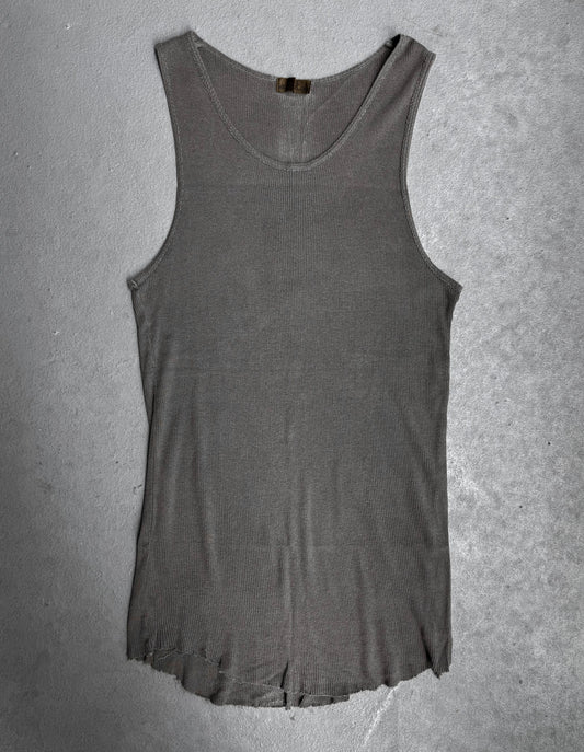 G.O.A Early 00s Distressed Cross Ribbed Cotton Tank Top