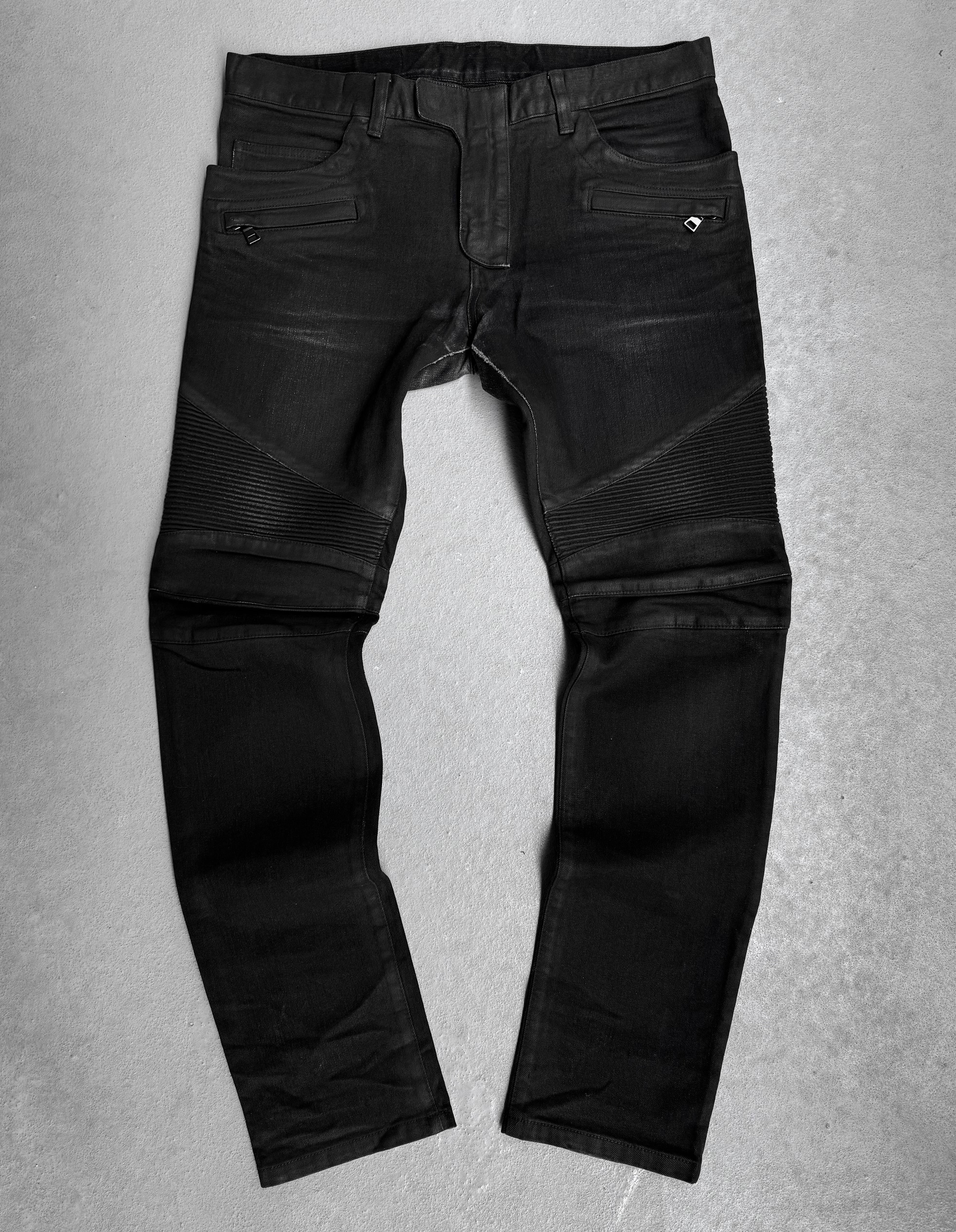 パンツ archive BALMAIN Bleach Biker Denim Pants Biker jeans in vintage denim blue blue - Men | BALMAIN
