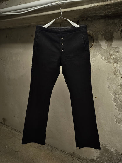 Isamu Katayama "BACKLASH" Blistered Sheepskin Trim Wool Bootcut Pants | Archive Fashion Toronto