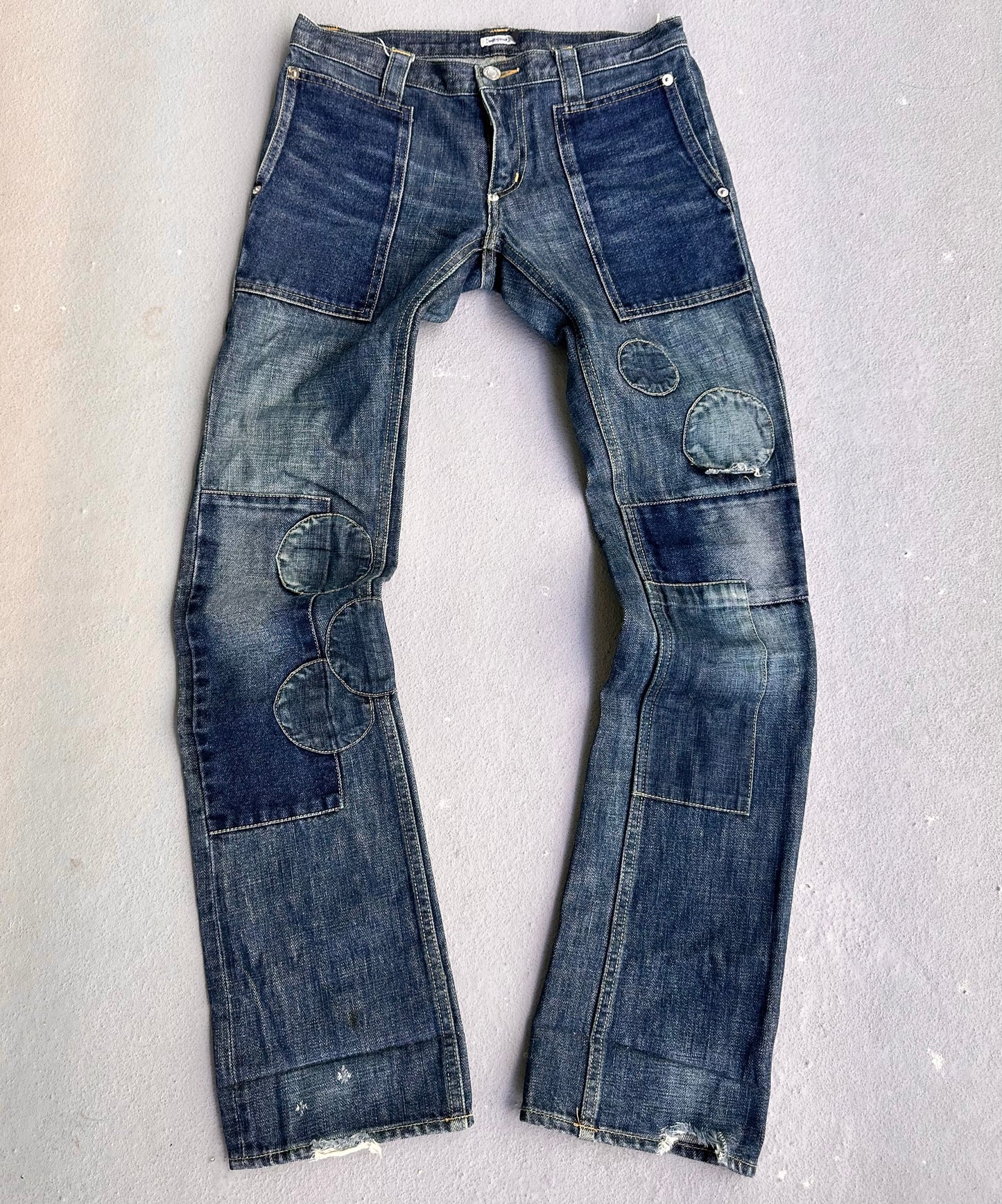 UNDERCOVER AW01 “D.A.V.F” Patchwork Flare Denim